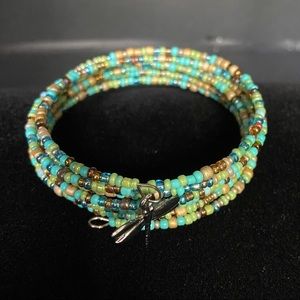 Handcrafted Dragonfly 7 Layer Multi-Color Wrap Wire Bracelet